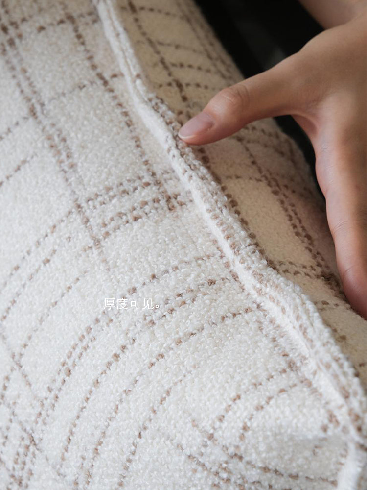 BD085 - CH@NEL Cross Tweed Pillow: French Woven Cream Sheep Wool, Ideal for Living Room or Bedroom
