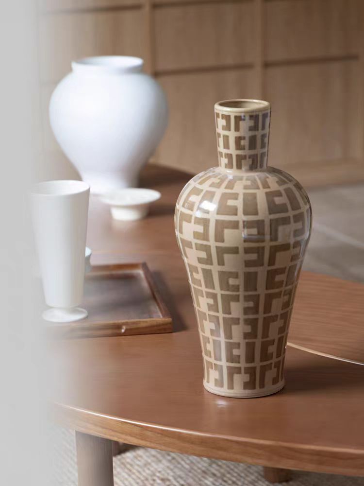 DC291 - Home Decor Fend*vip gift "Blessings Extended" Hand-painted Underglaze Retro Ginger Porcelain Vase