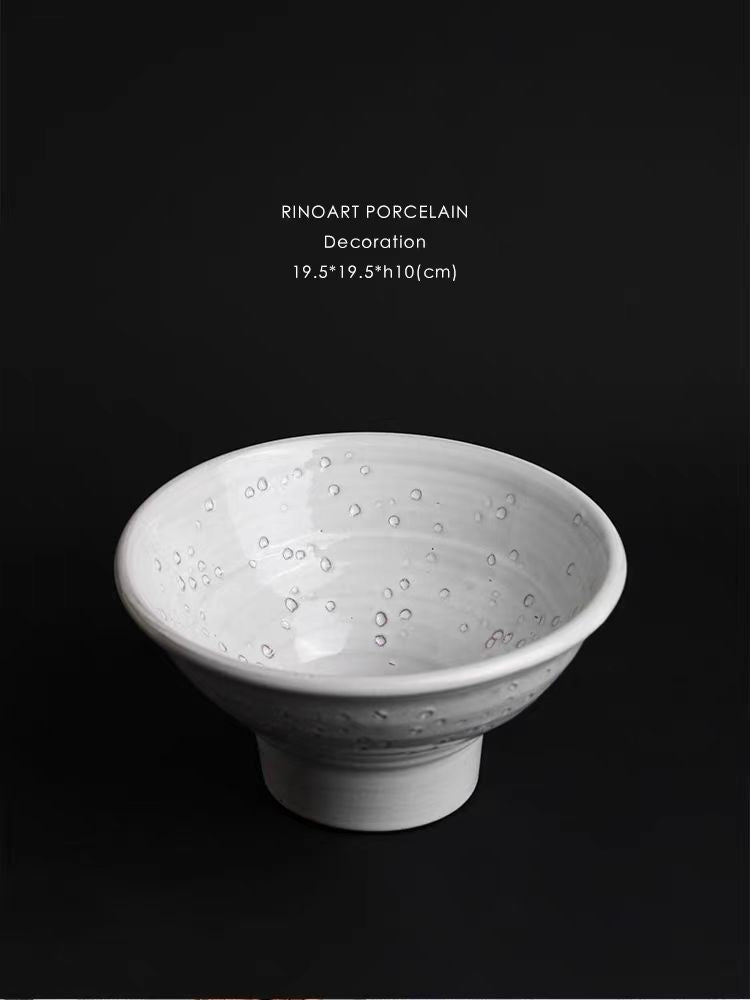 DC111 - Home Danish pottery artist "Dew Bowl" handmade clay quietness foyer cabinet fruit plate bowl ornament