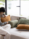 BD125 - The r@w Windbreaker Brown/Welsh Green Suede Lumbar Pillow, Stripe Pillow