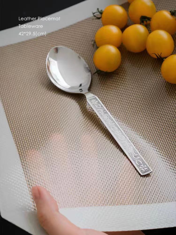 DC215 - A pair of Danish table mats! Transparent leather California series, waterproof and oil-proof linen table