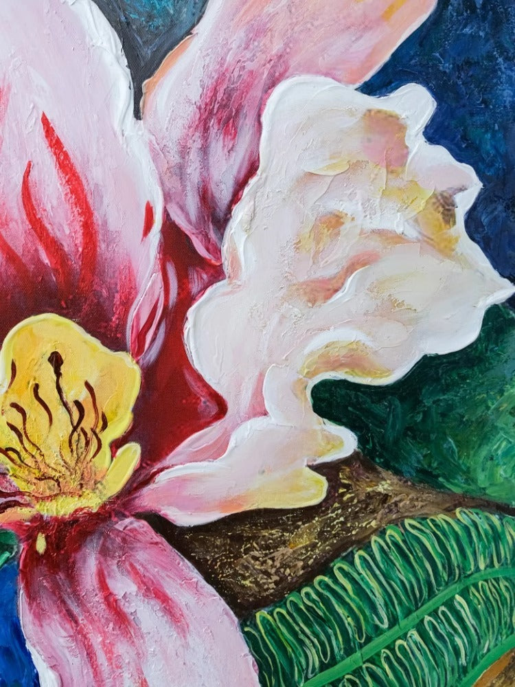 AH116 - Hand-Painted "Iris" Thick Oil Painting Colorful Living Room Bedroom Wall Art
