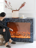 GA028 - Prussian Blue Fireplace Solid Wood Decorative Side Cabinet