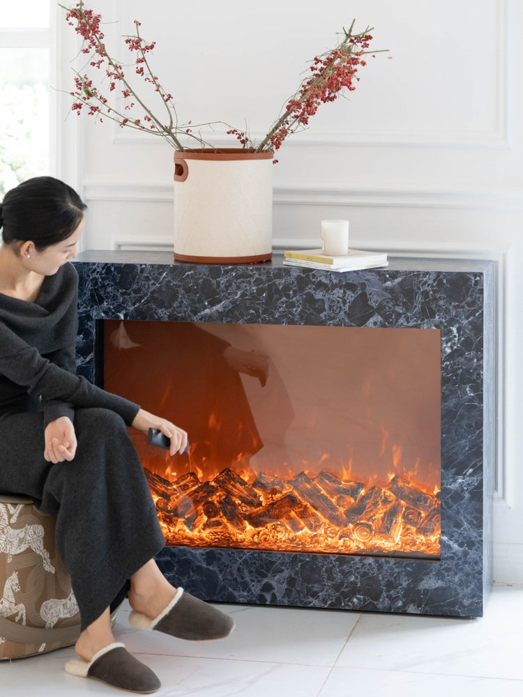 GA028 - Prussian Blue Fireplace Solid Wood Decorative Side Cabinet