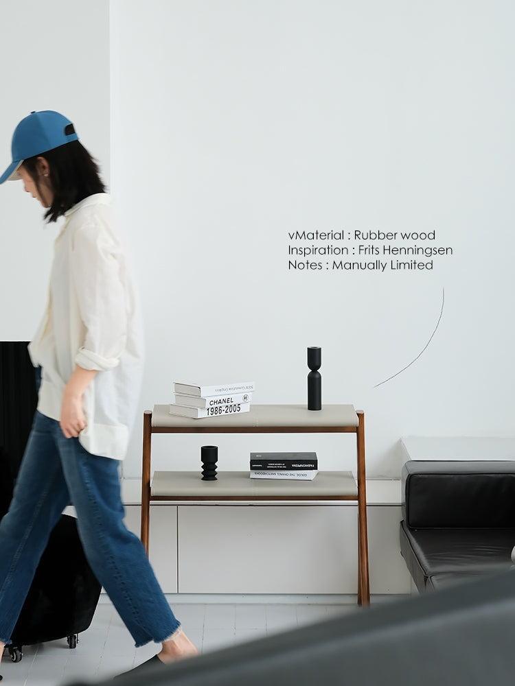 YA021-1 - Danish Herringbone Side Table Central Island: Modern, Glacier Grey, Module Double-layer Storage Shelf Bookshelf Foyer Table Side Table