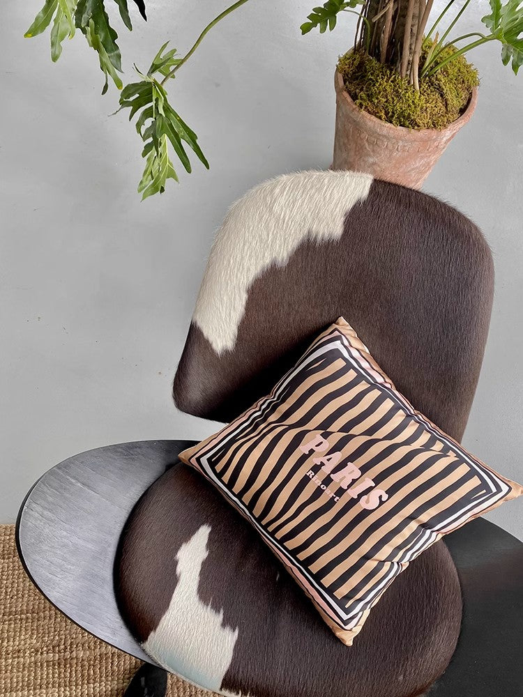 BD034 - Luxury F Classic Striped 4D Printed Silk Feel Pillow: Living Room Sofa
