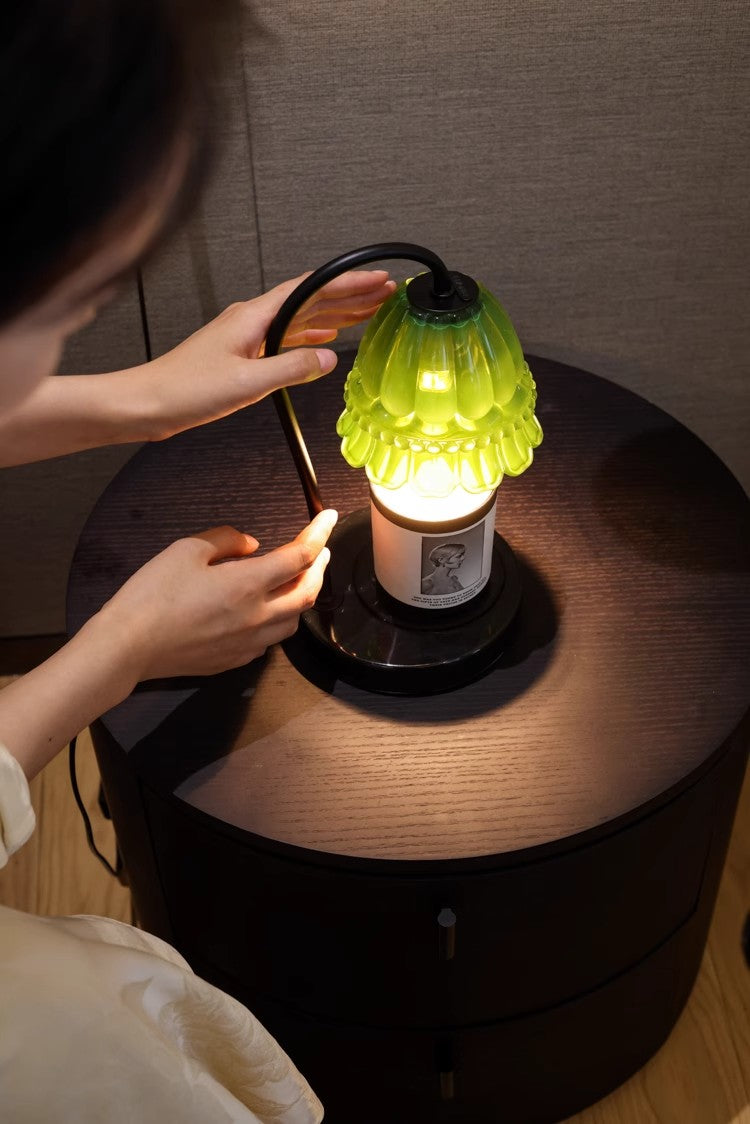 LA022 - Dimmable! DI@R Vintage Jade Bellflower Aromatherapy Marble Wax Lamp / Bedside Small Table Lamp Warm House