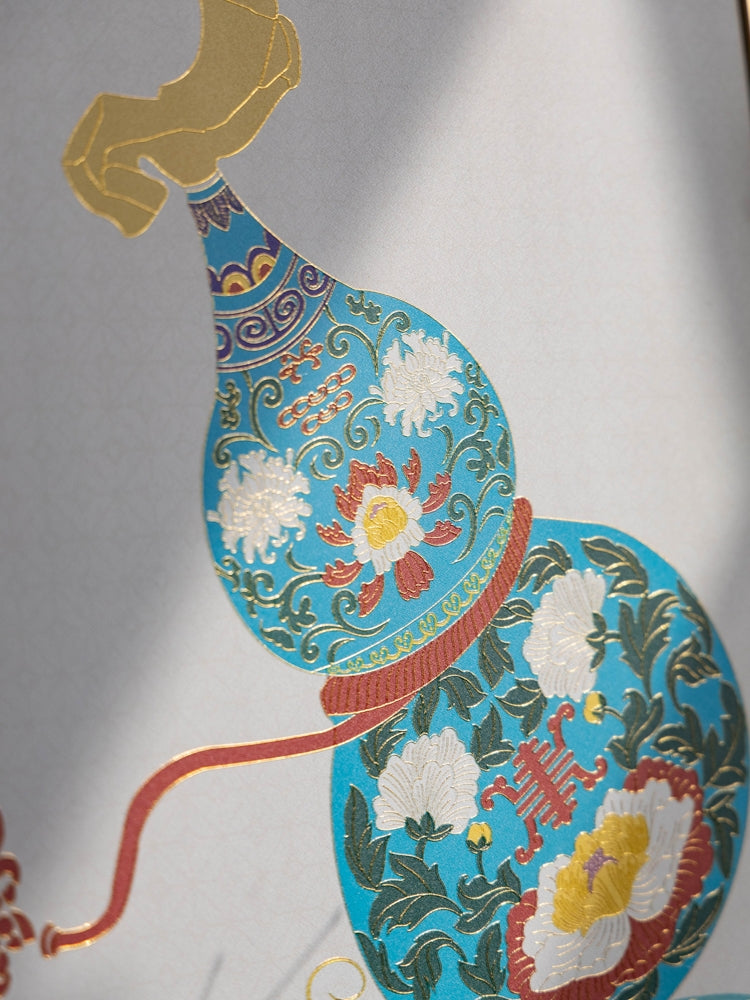 AP099 - Gold Thread Cloisonné Painting "Fortune and Prosperity" New Year Gourd Art