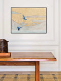 AH193 - Gold Leaf "Blue Bird Returns Home" Hand-Painted Texture Wall Art