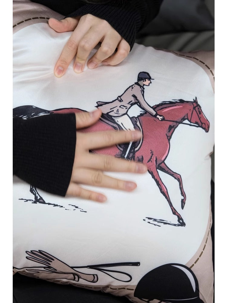 BD054 - Silk Feel "Royal Racehorse" Pillow: Rare Gray Pink