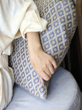 BD068 - Moroccan "Blue Card Sapphire" Weave Pillow: Outdoor Cushion for Camping and Yard