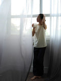 FS010 - Gradient! Mikimot@ Tahitian Pearl Grey Silk Soft Light Living Room Sheer Curtains Translucent Floor-to-Ceiling Window Curtains