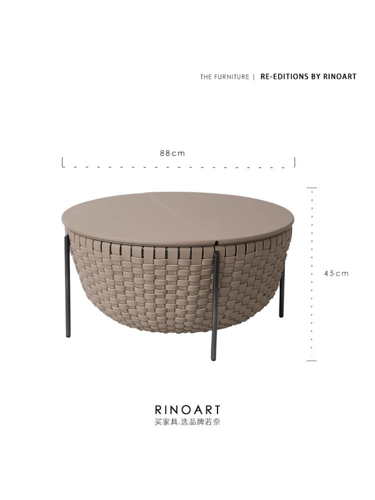 YA031+YA030 （Set） - Storage Option! "BV-Wave1966" Top Grain Saddle Leather Large Capacity Storage Coffee Table Set: Side Table