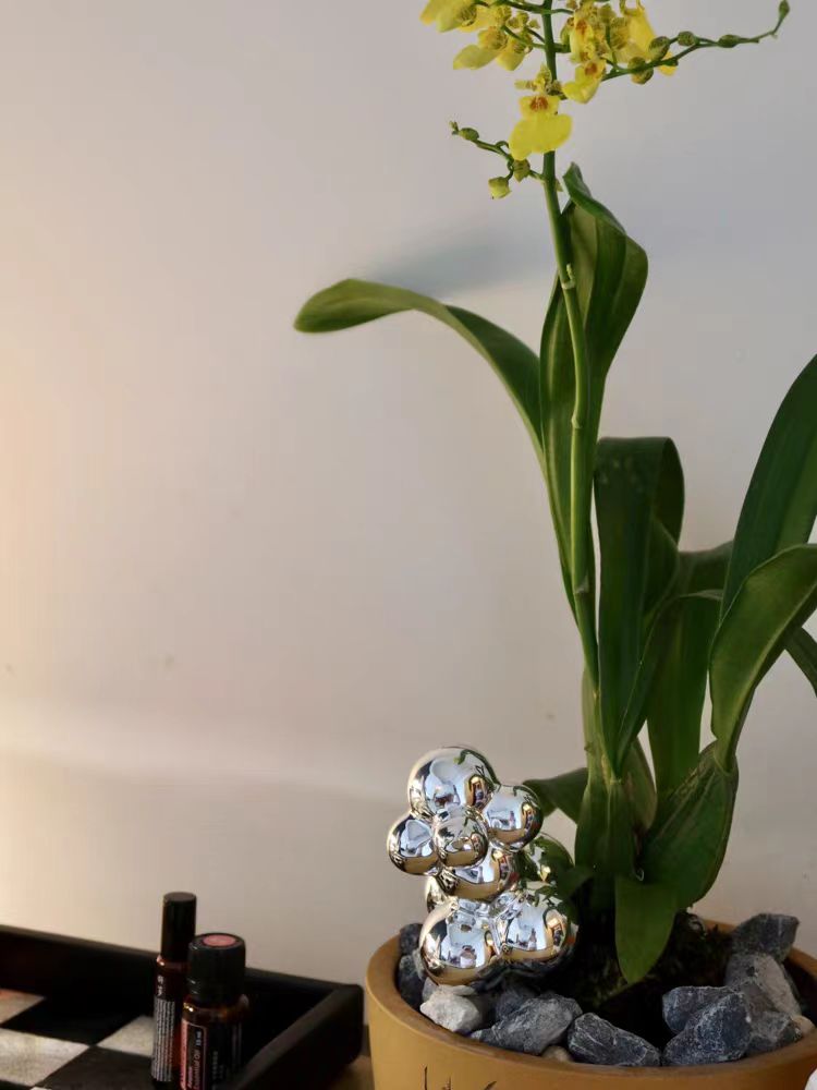DC059 (Set) - Home Georg J* style Danish bicolored balloon dog paperweight silver grey home ornament