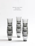DC208 - Home Decor 4 Pieces! Spanish Relief Crystal Glass Cup "Year of the Fish" Koi Fish Water Cup Housewarming Gift