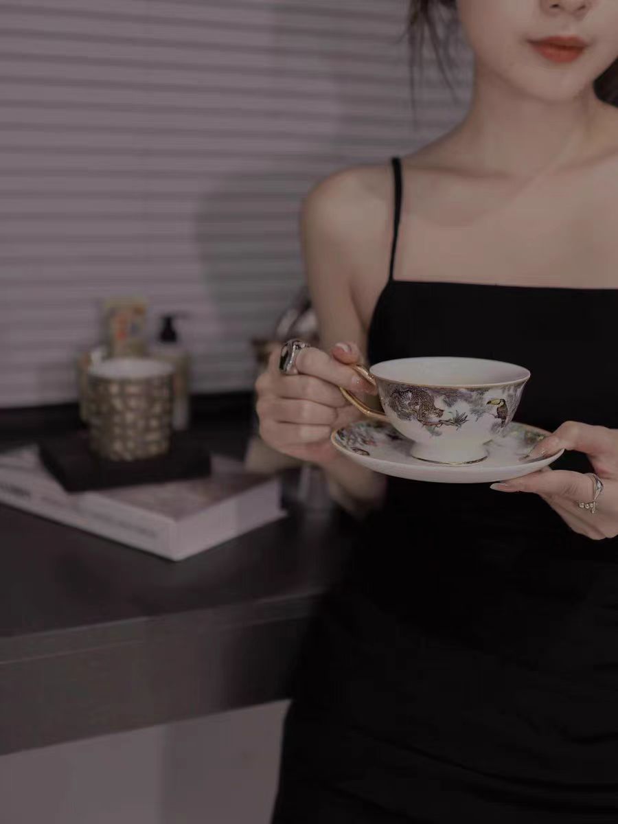 DC012 (Set) - Nordic luxury household bone china rice bowl dessert bowl combination housewarming gift internet celebrity