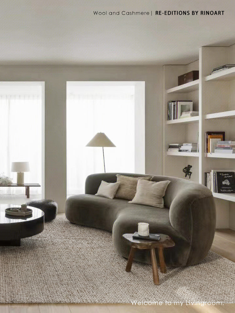 CP095 - New Zealand Large Popcorn "Wool + Cashmere" Wabi-Sabi Pure Color Simple Carpet