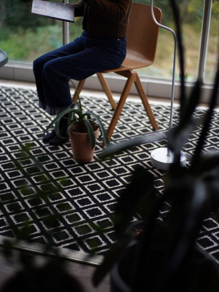 CP108 - London "Dunning Brick" Alginate Micro Waterproof Black and White Beige Living Room Bedroom French Simple Bicolor Carpet