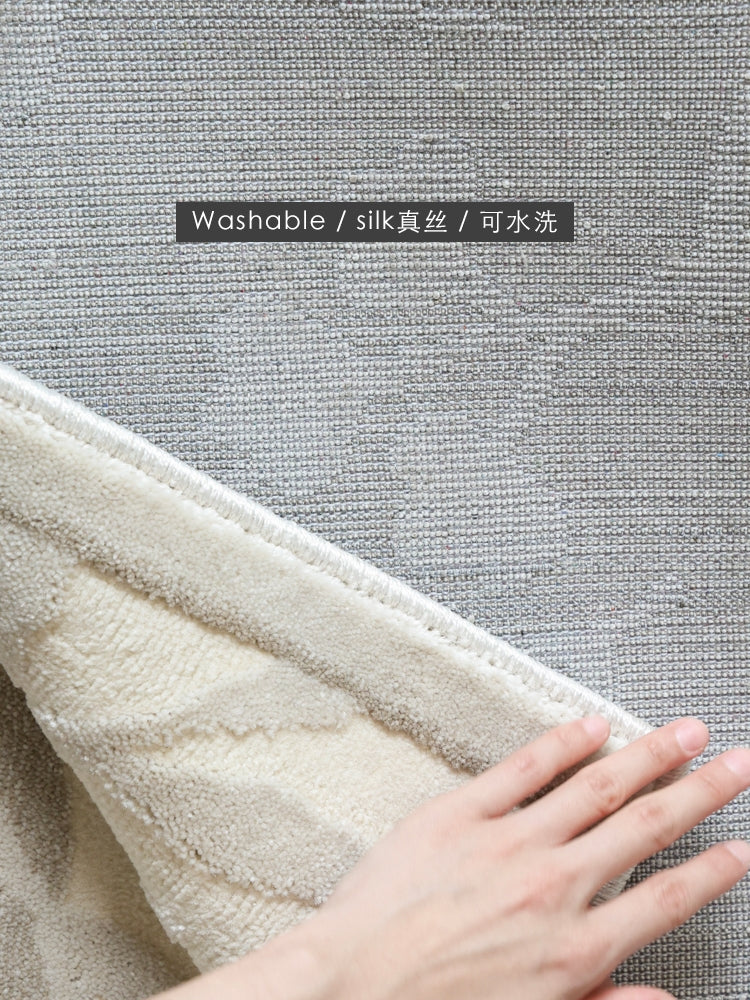 CP129 - "+Silk True Silk" Washable Carpet Series! Three-Dimensional Embossed Bedroom Bedside Carpet High-End Light Luxury