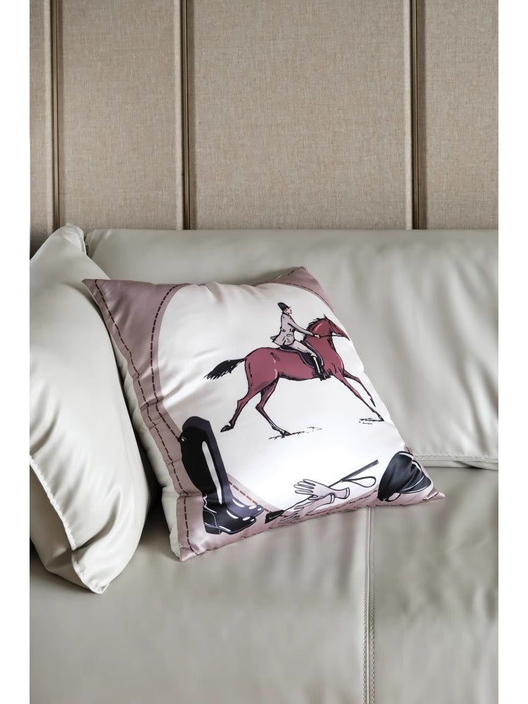 BD054 - Silk Feel "Royal Racehorse" Pillow: Rare Gray Pink