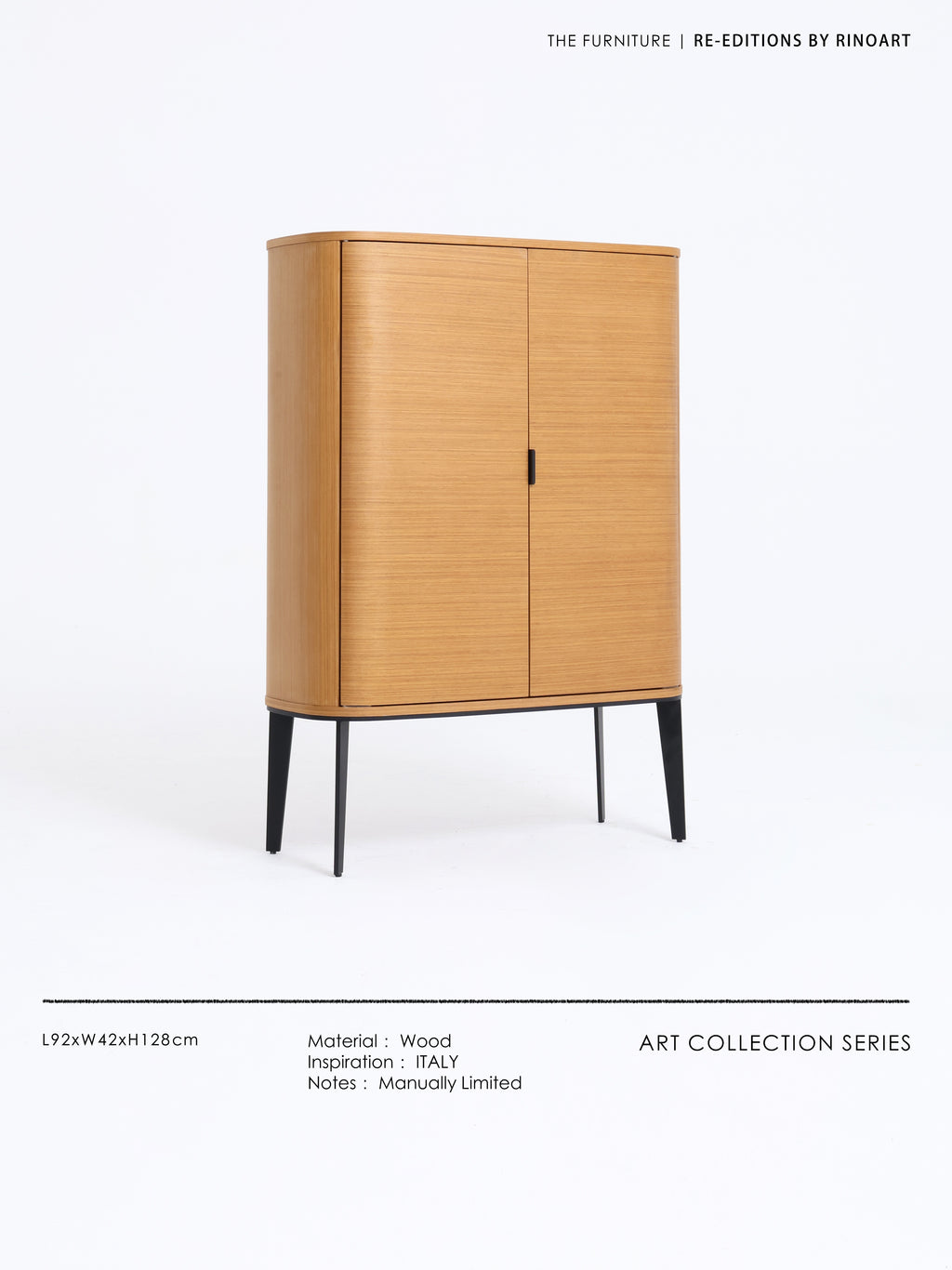 GA031 - ITALY Large Capacity Dining Side Cabinet Bar Cabinet! Golden Thread Wood Grain Curved Foyer Cabinet Living Room Storage Cabinet