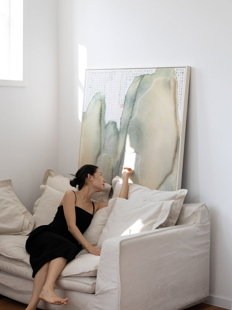 AH187 - Intangible Cultural Heritage Art! Handmade "Green Mountain" Soft Wall Art