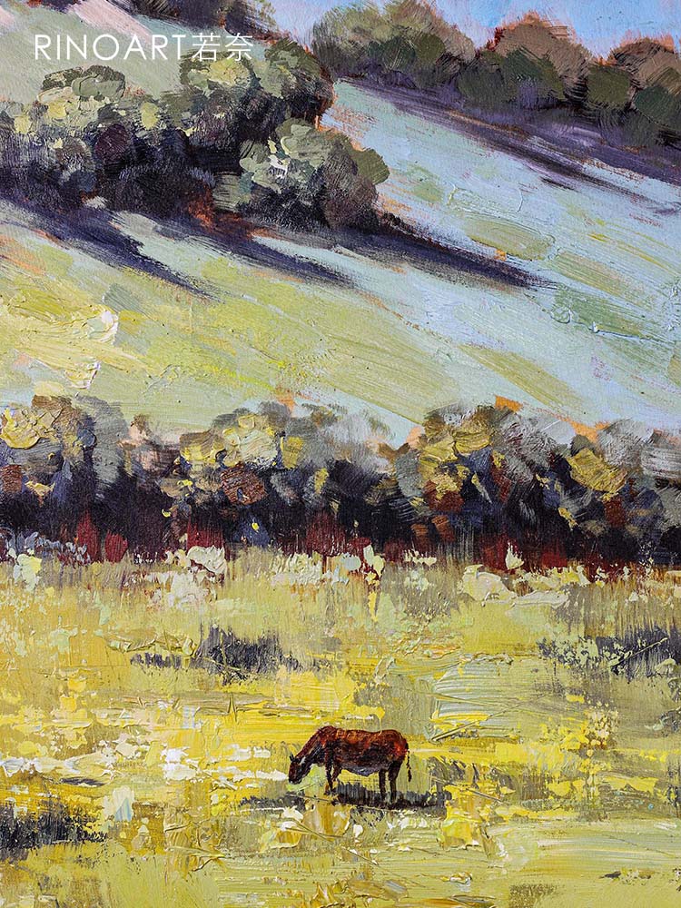 AH084 - Wall Art New York Hand-Painted Oil "Kansas Ranch" Large Living Room Sofa Back Wall Art