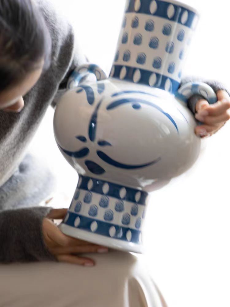DC290 - Home Decor Ancient Greek Amphora "Double-eared Bottle" Jingdezhen Hand-painted Porcelain Vase Entrance Living Room Decoration