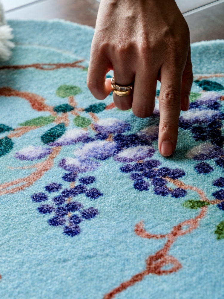 CP055 - Embroidered Cloisonné Grape "Abundant Harvest" Embroidered Carpet Oriental Paris Bedside Bathroom Small Carpet