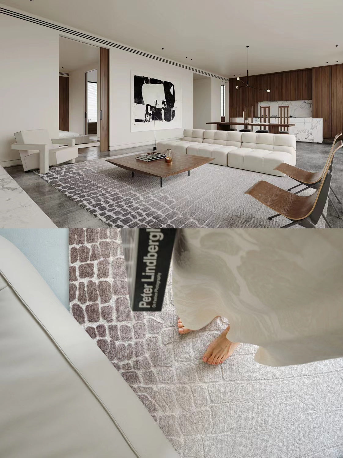 CP086 - HERM@S Himalayas / Gradient Three-Dimensional Relief Wool Carpet Large Flat Living Room Carpet