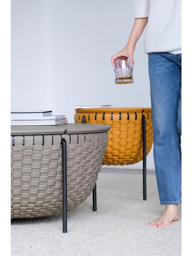 YA031+YA030 （Set） - Storage Option! "BV-Wave1966" Top Grain Saddle Leather Large Capacity Storage Coffee Table Set: Side Table