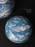 DC093 (Set) - Oriental Paris Grisaille Blue and White Porcelain "Surplus Every Year" New Chinese Style Vase Set Entrance Decoration