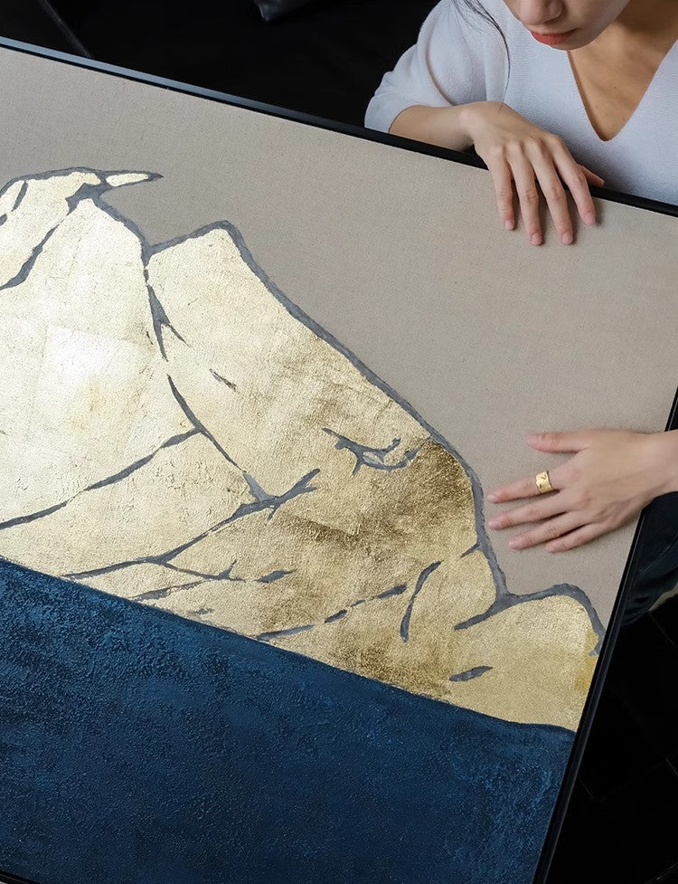 AH159 - "Gold Mountain at Home" Simple Artistic Living Room Wall Art