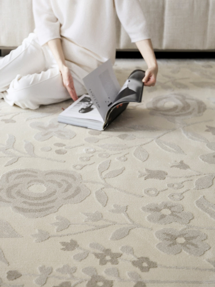 CP129 - "+Silk True Silk" Washable Carpet Series! Three-Dimensional Embossed Bedroom Bedside Carpet High-End Light Luxury