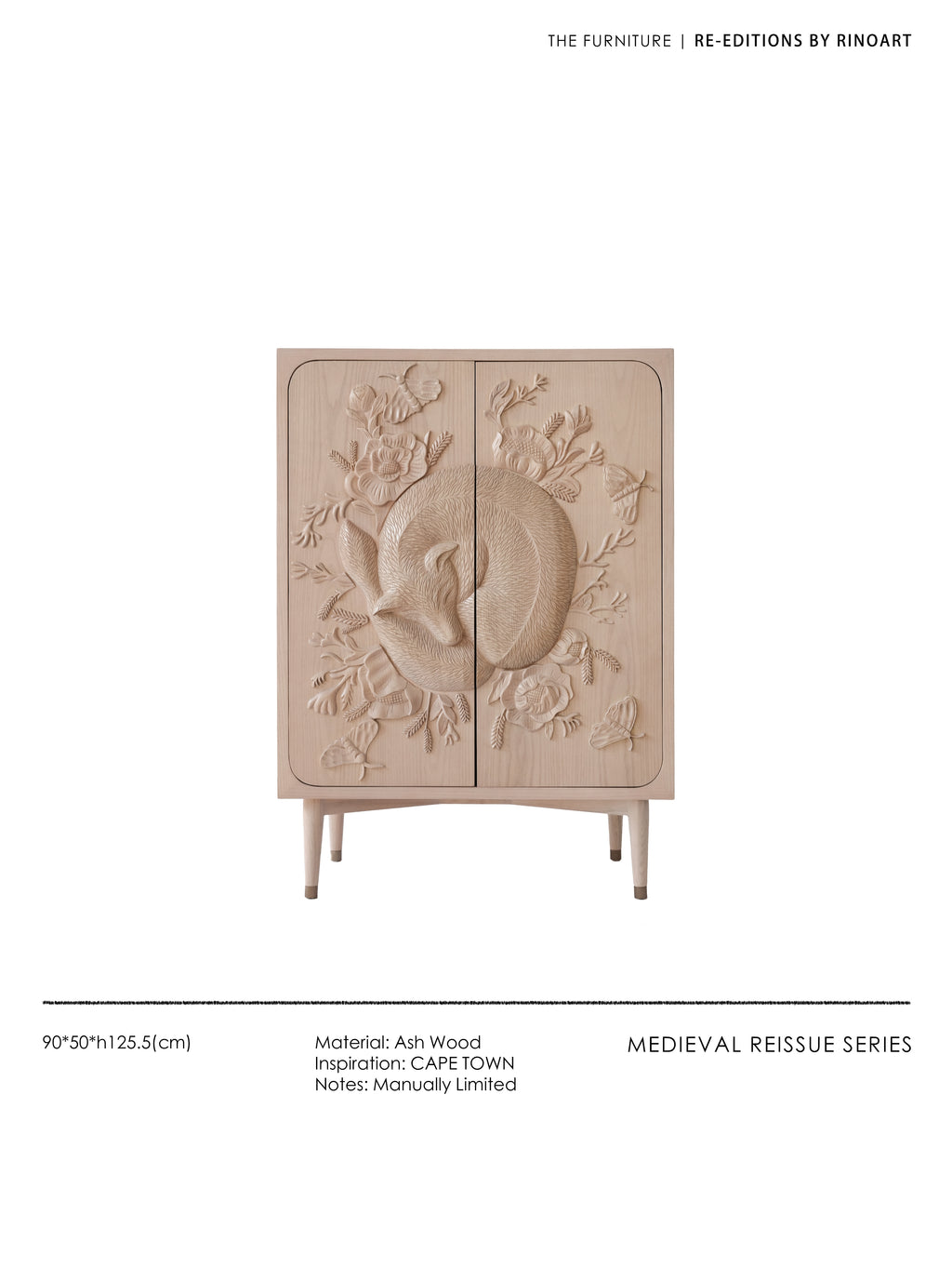GA017 - South African Imported Vintage Hand-carved White Waxwood Fox Foyer Cabinet: Bedside Cabinet, Luxurious