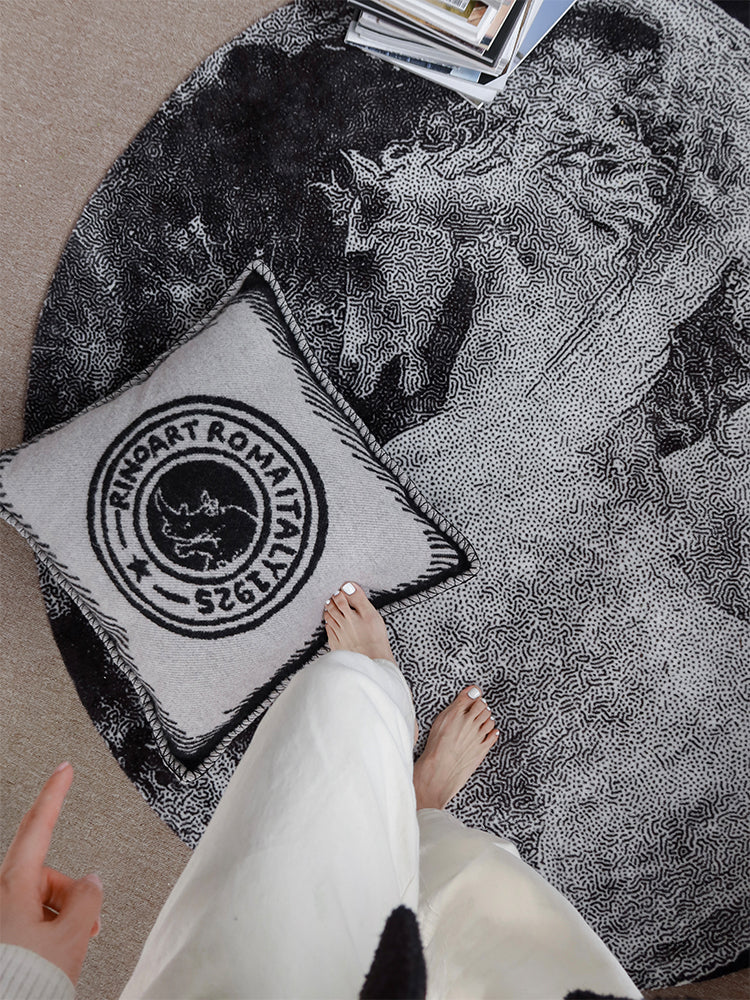CP029 - "Star Moon White Horse" Round Blanket American Living Room Bedroom Study Home Carpet