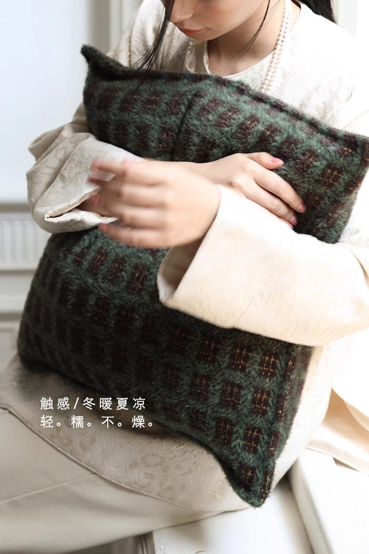 BD093 (Waist Support) - CH@NELVintage Paris Pine Green Lumbar Pillow, Bedside Pillow