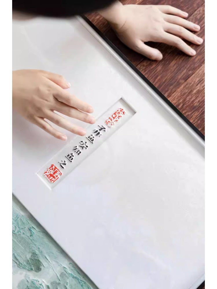 AH191 (Set of three) - Oriental Study Paper Carving! Hand-Painted Water-Soluble Texture "Fish Joy" New Chinese Living Room Decorative Painting