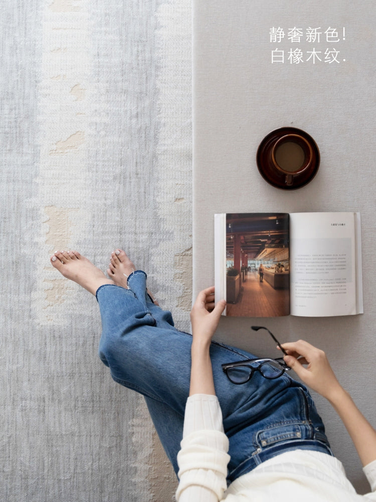 CP124 - Quiet Luxury New Color! White Oak Grain / New Zealand Wool Three-Dimensional Relief Snow Mountain Gray Bedside Carpet