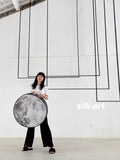 AP057 - 3D Visual "Star Moon White Horse" Black and White Oil Painting, Unique Wall Art