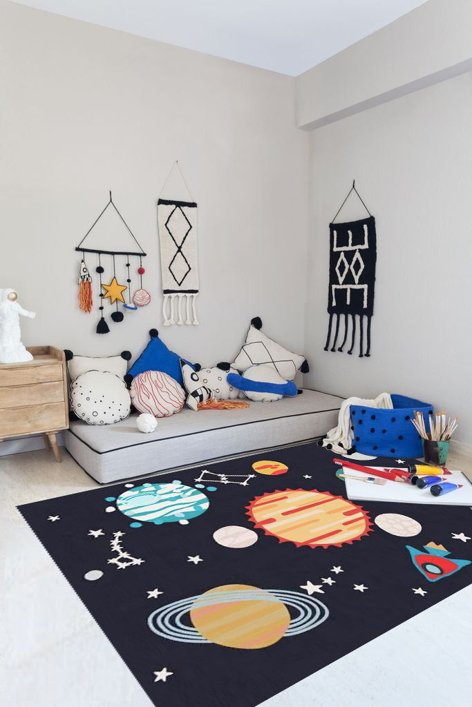 CP027 - Universe Deep Blue Planet Carpet Universe Trend Living Room Study Room Carpet Children's Room Game Blanket Bedside Carpet