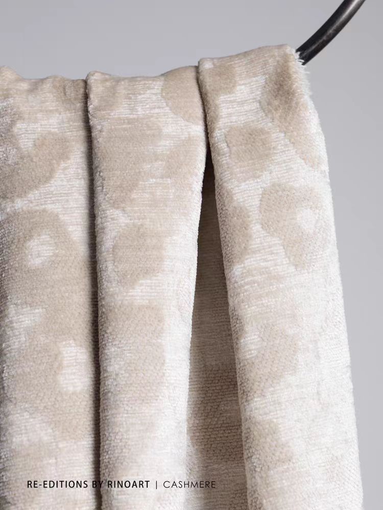 FA016-1 - Curtain Water Ripple Cashmere Series, Opulent Cream High Drape Living Room Bedroom Soundproofing