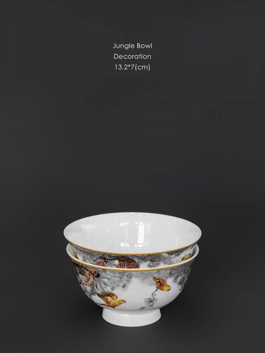 DC012 (Set) - Nordic luxury household bone china rice bowl dessert bowl combination housewarming gift internet celebrity