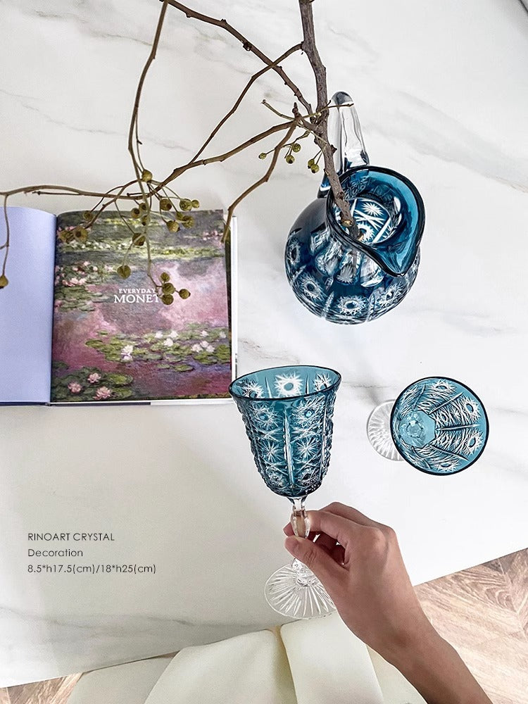 DC068 (Single) - Baccarat Edinburgh Indigo Blue Crystal "Burgundy Wine Glass" Multi-purpose Goblet Red Wine Glass