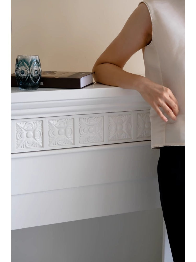 GA021-1 - Vintage Engraved White Fireplace - Decor Sideboard American Style Mid-Century Side Cabinet