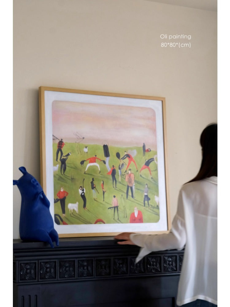 AH135 - Hand-Painted "Central Park in New York" Abstract Minimalist Living Room Dining Room Wall Art