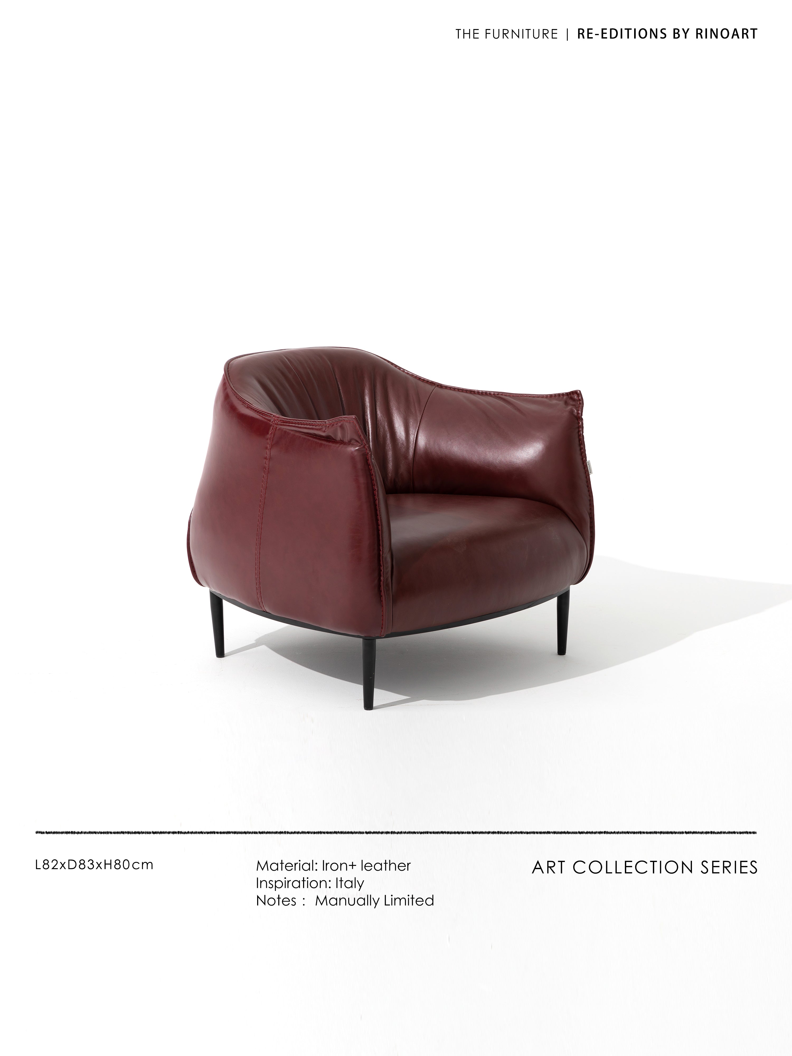 CH094 - Vintage Leather Sofa: Bordeaux, Wave Design, Living Room