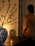 LA038 - Furniture Italian Natural Marble + Brass Hollow Screen Table Lamp Imitation Candlelight Night Light Ambience Lamp