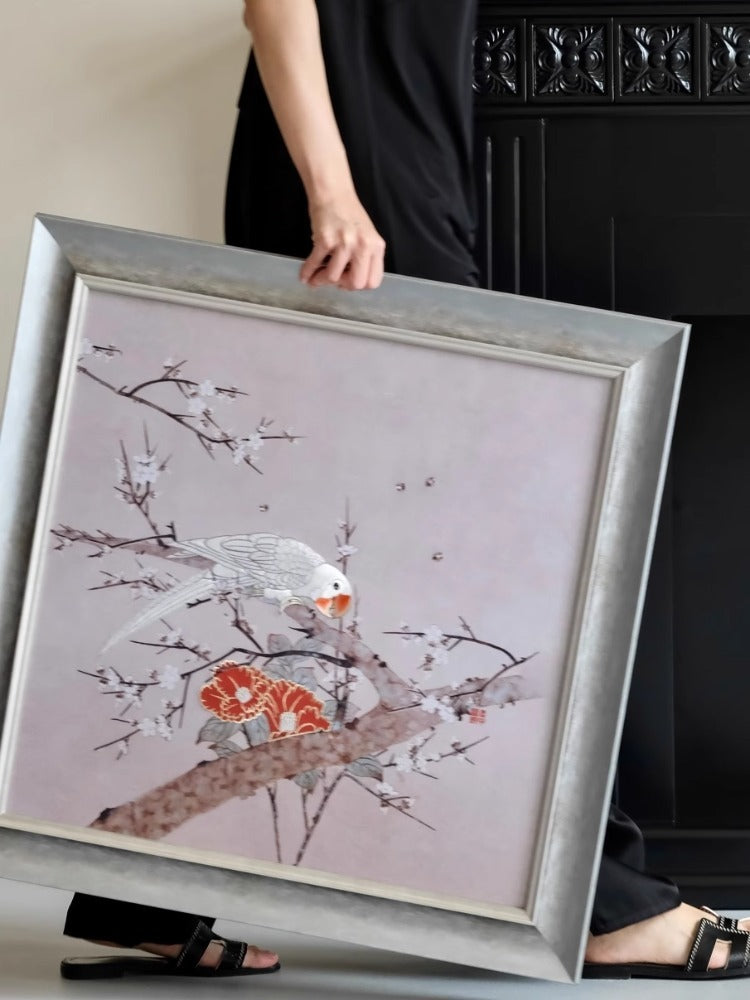 AH170 - 3D Embroidery "Joyful" New Chinese Living Room Bedroom Wall Art