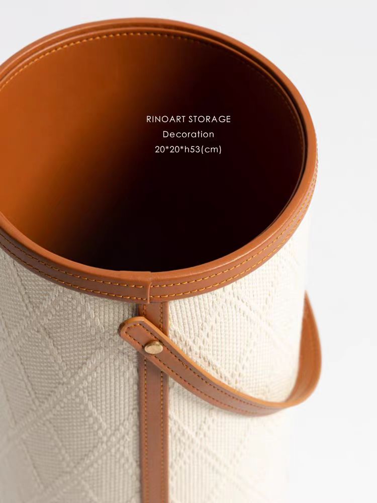 DC279 - Home! First storage barrel Loro Piana antique white pearl embossed leather outer stitched leather umbrella barrel